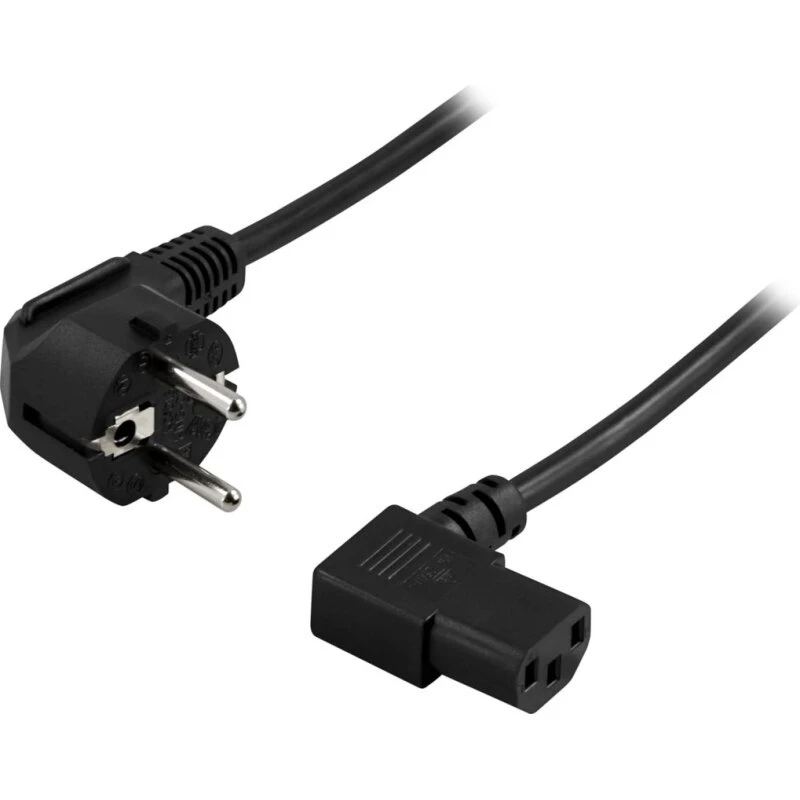 DELTACO enhedskabel vinklet CEE 7/7 – vinklet IEC C13, 5 m, sort