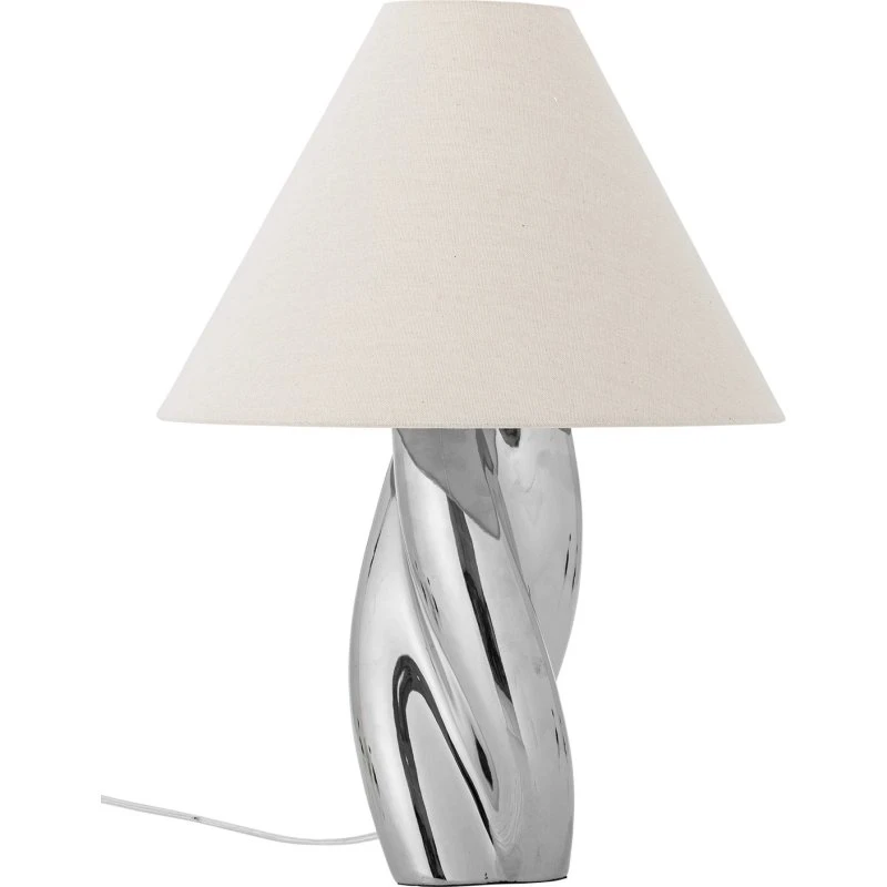 Bloomingville Silva bordlampe, sølv stentøj & hør Ø35 cm