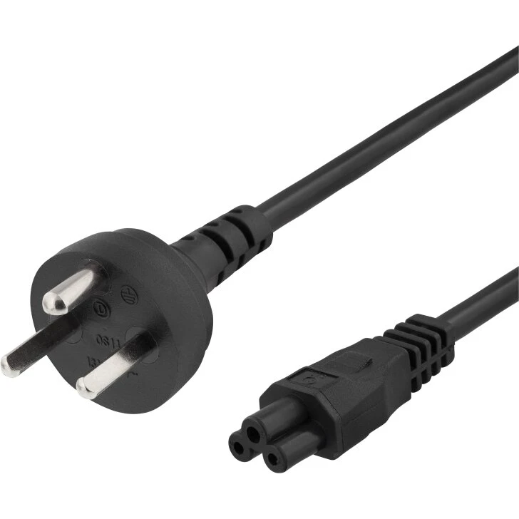 deltaco Strømkabel 2 m DK 2-5A til IEC C5, 2,4A, jordet, sort