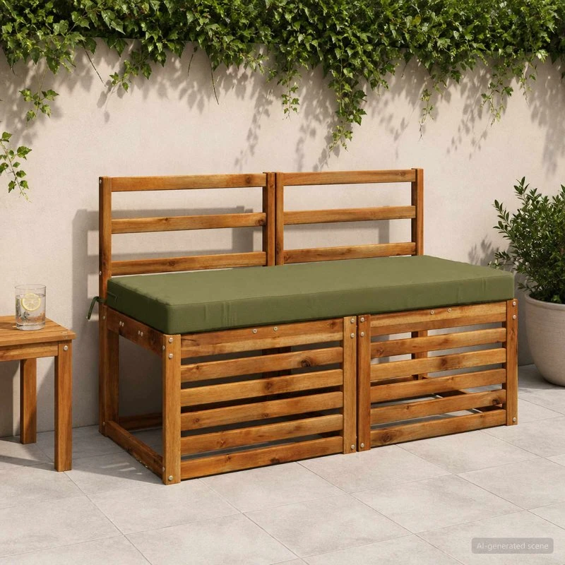 vidaXL 2-delt bænkepude SOEST Olivengrøn 120x50x8 cm