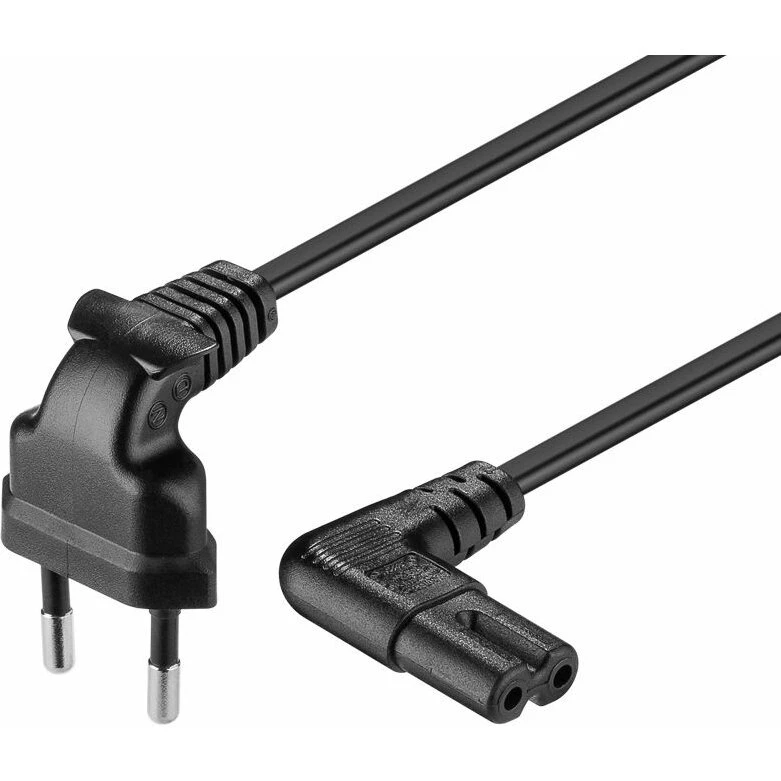 Universal Tilslutningskabel, Euro-hanstik vinklet 0,5 m, sort