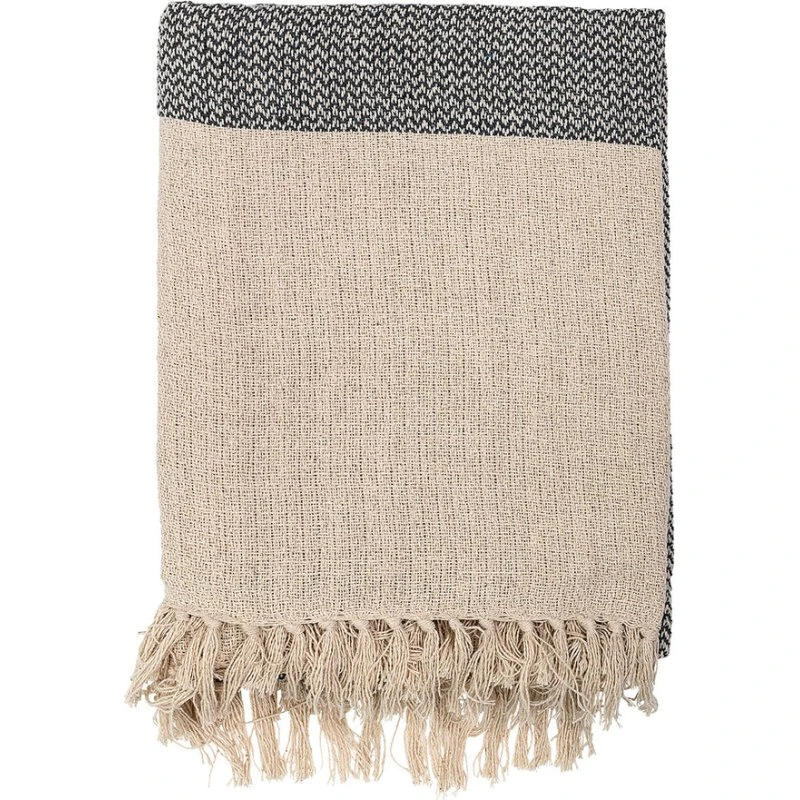 Bloomingville Plaid Matt i genbrugsbomuld, grå 160x130 cm