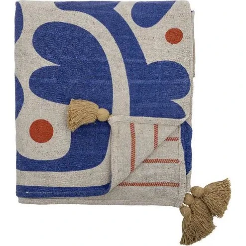 Bloomingville Eviaya Plaid 160x130 cm - Blå (genbrugsbomuld)