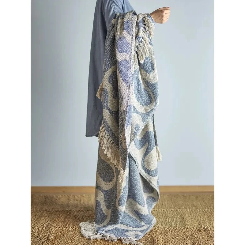 Bloomingville Salobre Plaid, Blå, Genanvendt Bomuld 160x130 cm