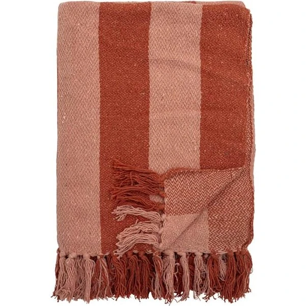 Bloomingville Frello Sengetæppe 160 x 130 cm pink-rød