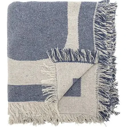 Bloomingville Ethan plaid 130x160 cm - Blå (genanvendt bomuld)