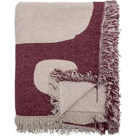 Bloomingville Olica sengetæppe 160 x 130 cm, pink-rød