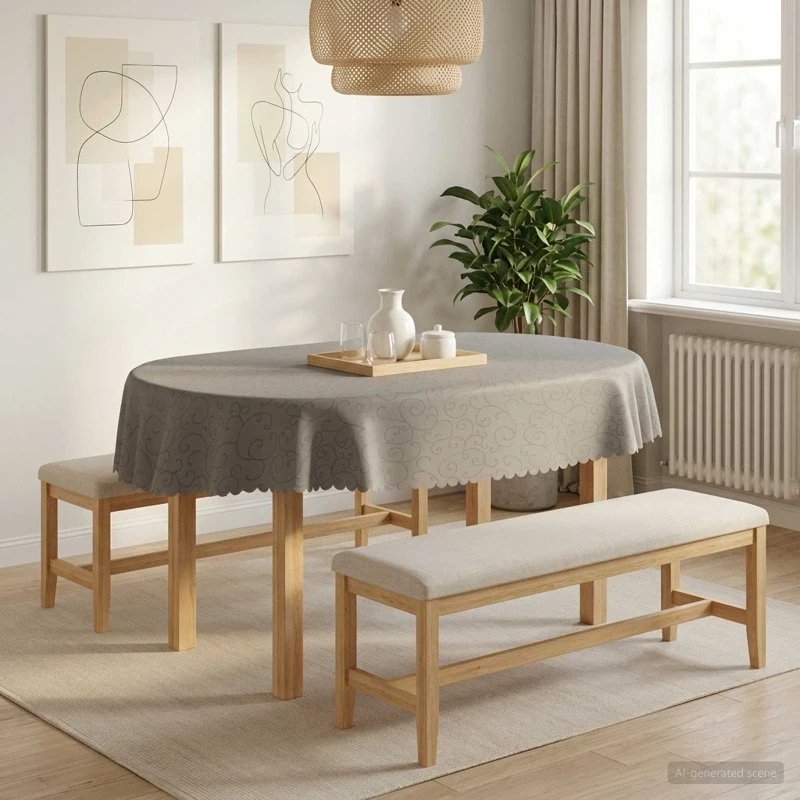 vidaXL Bordklæde 5 stk. Oval Lysegrå 130 x 220 cm