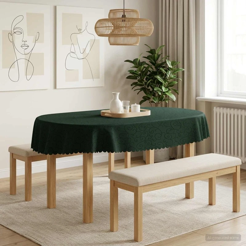 vidaXL Bordklæde 5 stk. Oval Mørkegrøn 130 x 180 cm