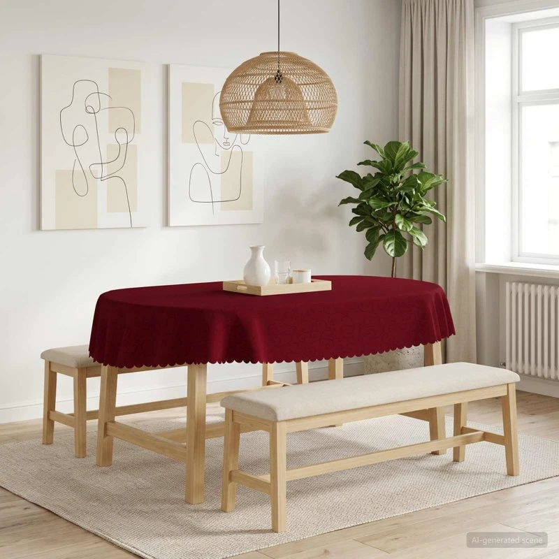 vidaXL Bordklæde 5 stk. Oval Vinrød 130 x 180 cm
