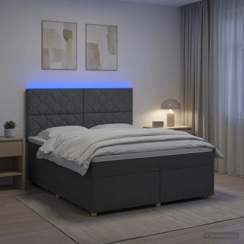 vidaXL Boxmadras med topmadras Mørkegrå 140 x 200 cm