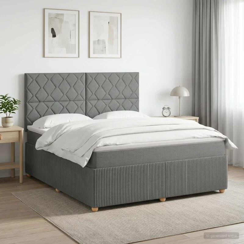 vidaXL Boxmadras med topmadras, mørkegrå, 140 x 200 cm