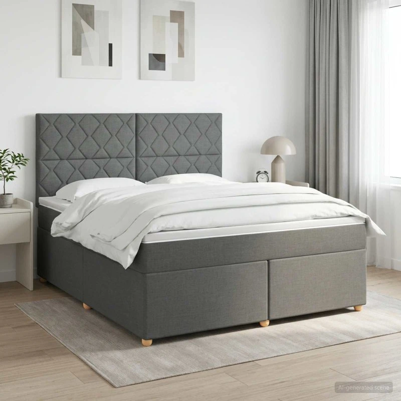 vidaXL Boxmadras med topmadras Mørkegrå 140 x 200 cm