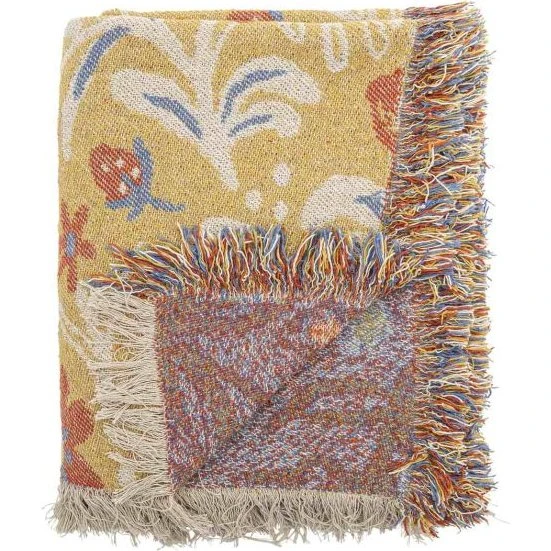 Bloomingville Reims Plaid 160x130 cm, Multifarvet, Genanvendt bomuld