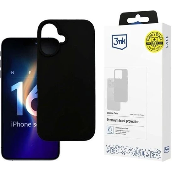 3MK Silicone Case til iPhone 16 Plus - Sort