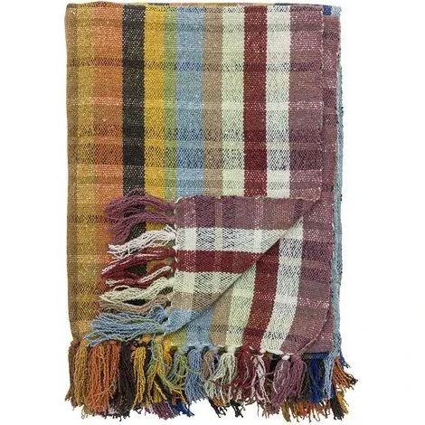 Bloomingville Elmy plaid, orange 160×130 cm (genbrugsbomuld)