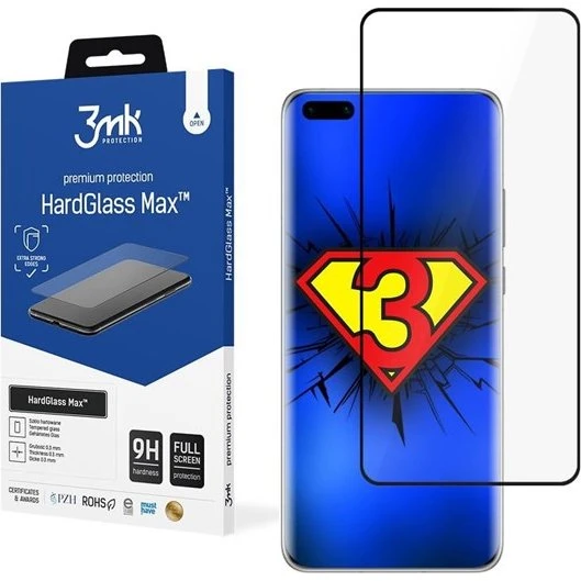 3MK HardGlass Max Skærmbeskytter til Huawei P40 Pro + 5G, Sort