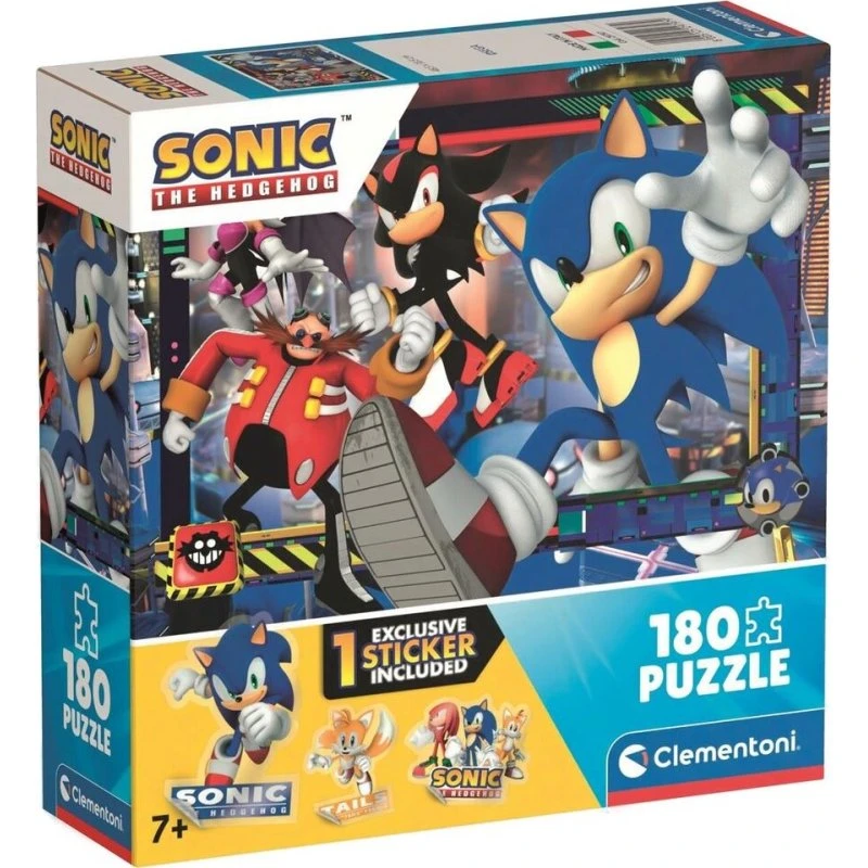 Clementoni Sonic 2 Puslespil - 180 brikker med Square Box