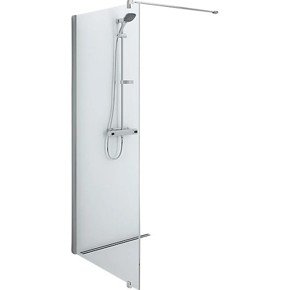 Contura Space brusevæg 70 cm, sølv / klart glas
