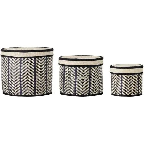 Bloomingville Islim opbevaringskurve m. låg, sort, Ø18/25/30 cm