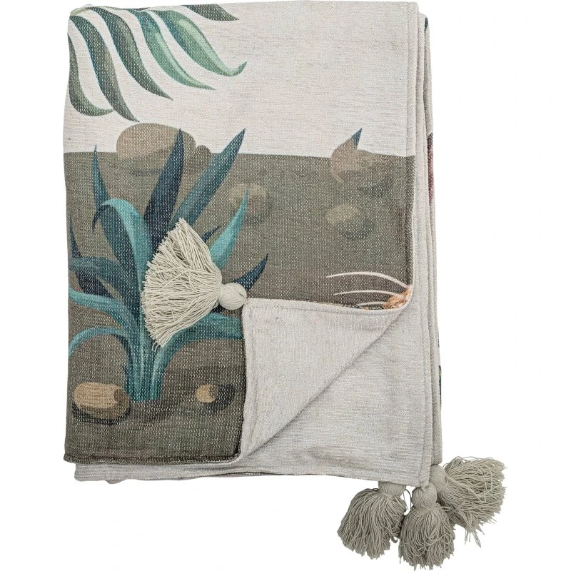 Creative Collection Peacock Plaid, Grøn, 160 x 130 cm