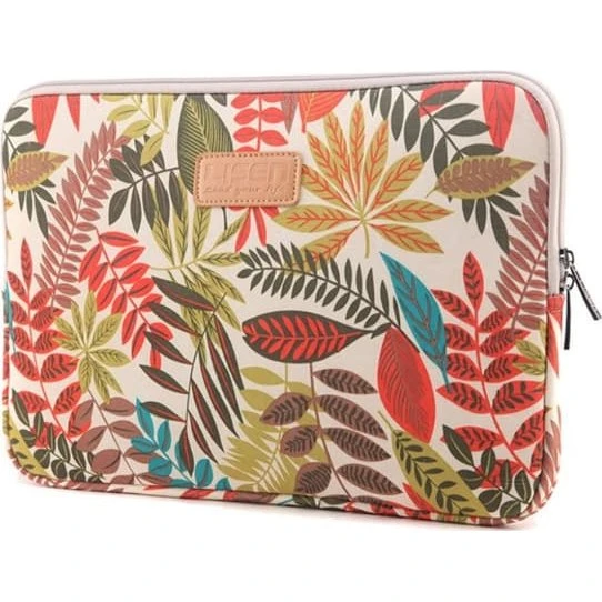 LISEN 14" Laptoptaske i lærred med blomstermønster - Hvid