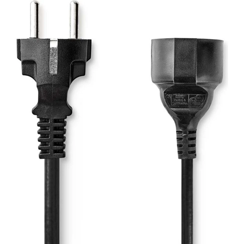 Nedis Power forlængerledning, jordet, 2 m, sort