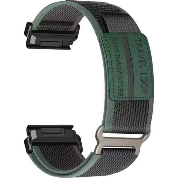 Magic Tape Loop Nylonrem til Garmin Fenix 8/7/6/5 (22 mm) - Grøn/Sort