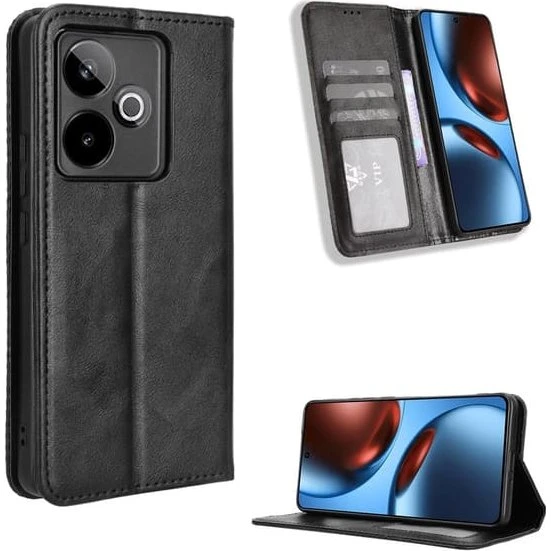 Realme GT 7 5G Læderetui med pung - Sort