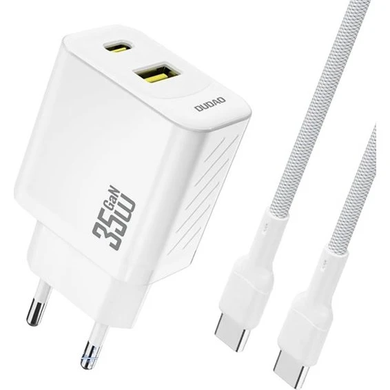 Dudao A27 MaxC 35W GaN Vægoplader med USB-C Kabel - Hvid