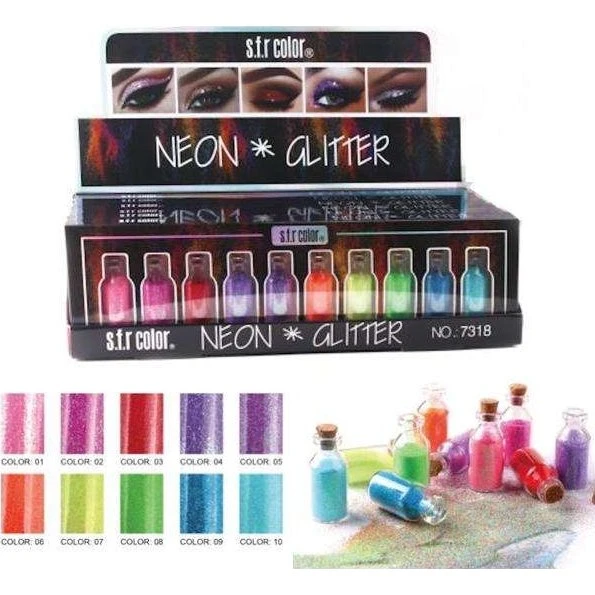 Otego Neon Glitter Sæt - 10 stk. finkornet body glitter