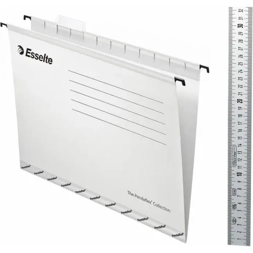 Esselte Hængemapper Standard A4 hvid m/klar fane 25 stk
