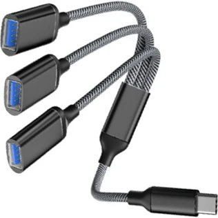 USB-C til 3-ports USB Hub Splitter Adapter - Sort