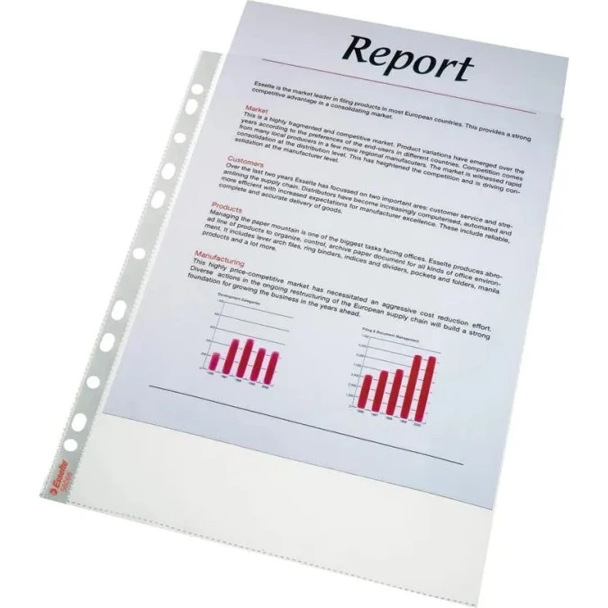 Esselte Plastlomme A4 55 my glasklar - 100 stk