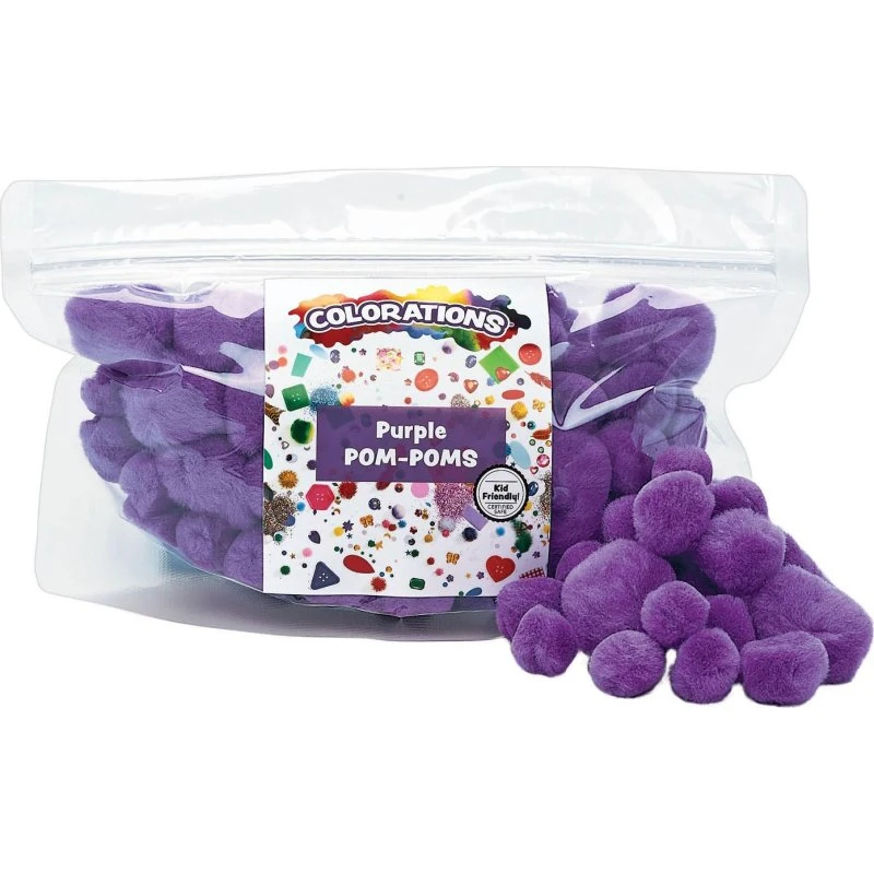 Colorations Pom Poms Lilla - 100 stk. i 3 størrelser