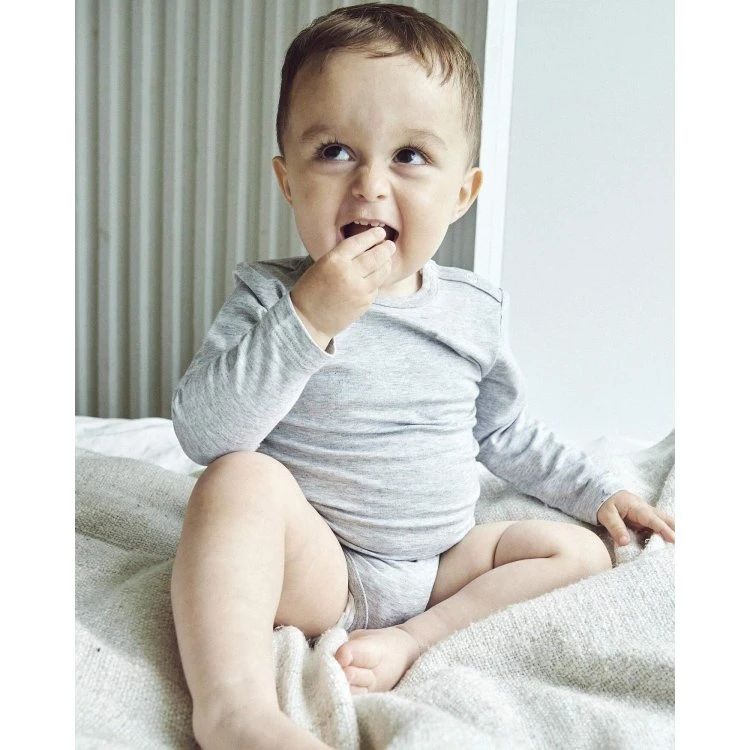 JBS langærmet bambus-bodystocking til baby - lysegrå