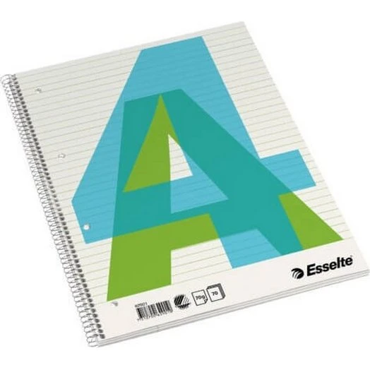 Esselte kollegieblok A4 linjeret 70 ark – spiral (10 stk.)