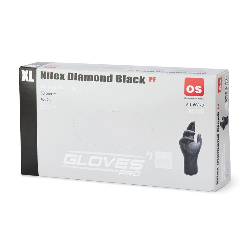 Nilex Diamond Black PF Nitrilhandsker, str. 11, 50 stk