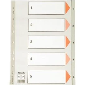 Esselte Plastregister A4 1-5, grå med kartonforblad