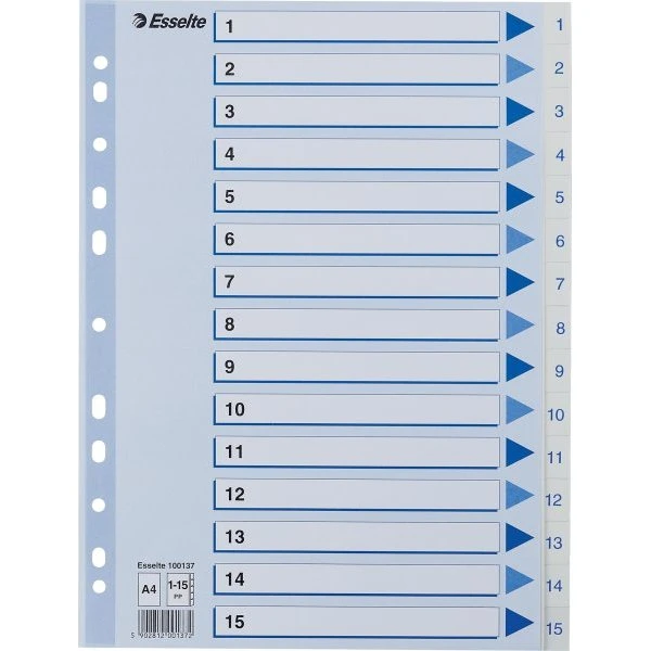 Esselte Register PP A4 1-15 hvid