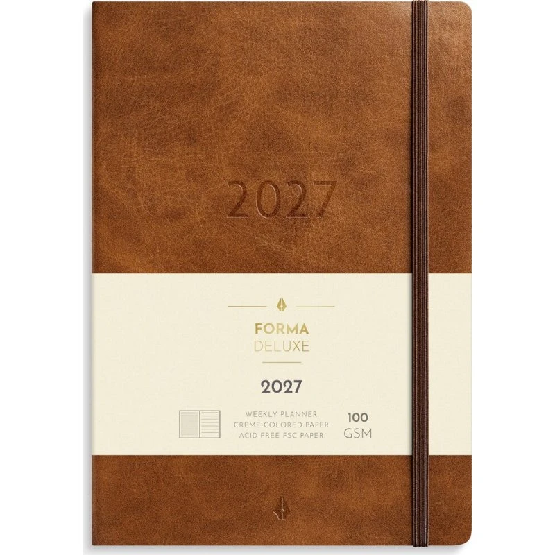 Mayland A5 Forma Deluxe Ugekalender 2027 - Brun Kunstskind