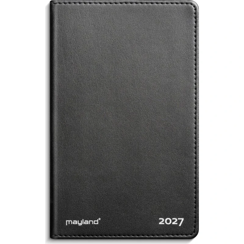 Mayland Noteringskalender 2027 - 2 dage pr. side, sort kunstskind