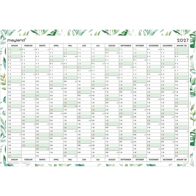 Mayland Kæmpekalender 2027 Whiteboard 13 mdr. 70x100 cm
