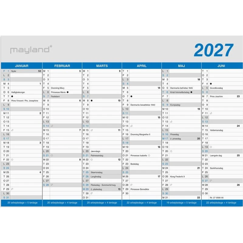 Mayland Kontorkalender Klassisk A5 2027