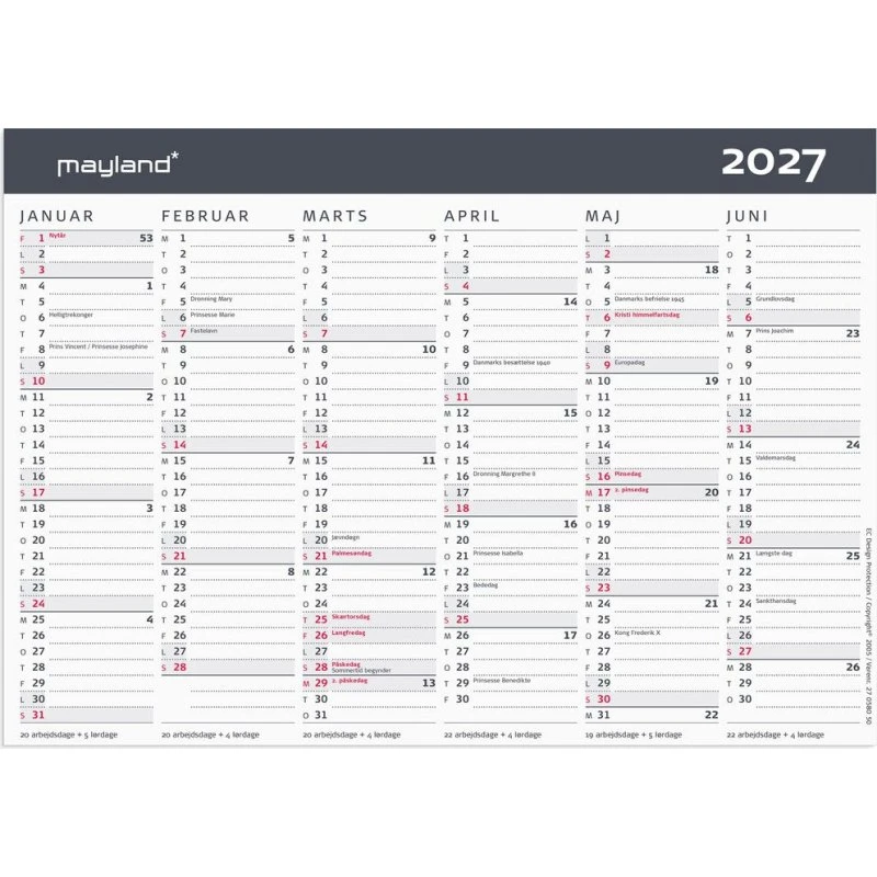 Mayland Kontorkalender Moderne A5 2027
