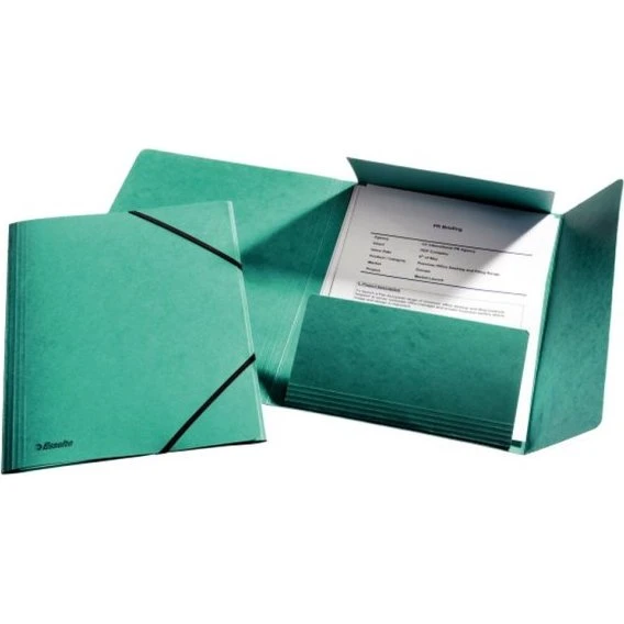 Esselte A4 3-klap elastikmappe, grøn