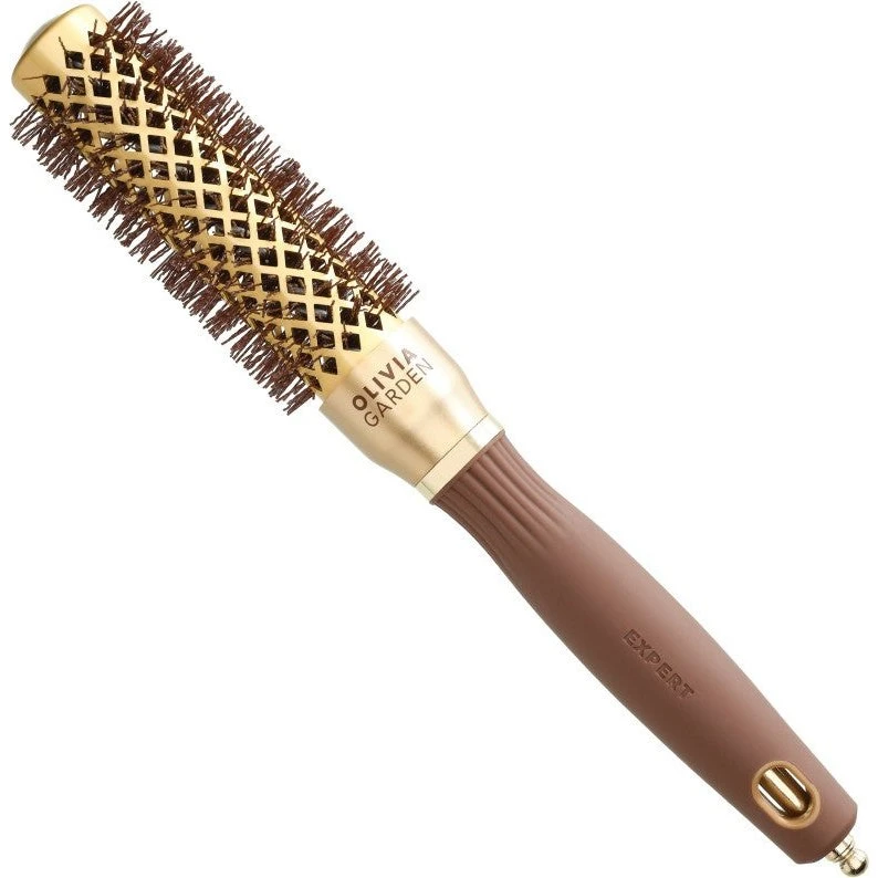 Olivia Garden Expert Blowout Shine 25 mm rund børste - Gold & Brown
