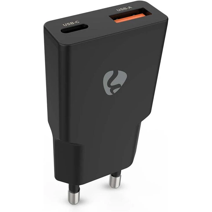 Nedis Compact Dual GaN Vægoplader 30W PD3.0 USB-A/USB-C, Sort