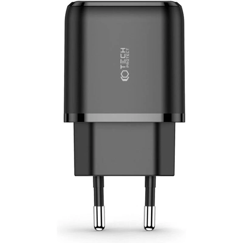 Tech-Protect C20W 2-port vægoplader PD20W/QC3.0 – sort