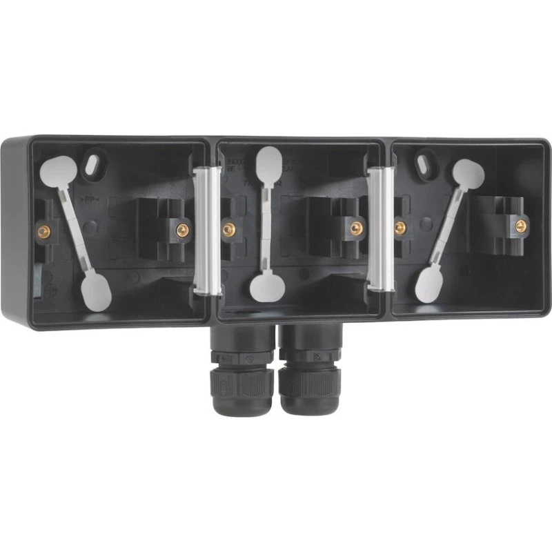 Niko Underlag 3-modul, 2x M20, IP55, Sort